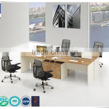 Hot-saled MFC four-seater office workstation with partition and pedestal