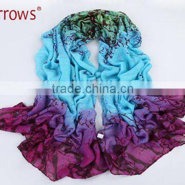 180*80cm Women's Viscose Voile Crinkle Scarf Big Rose Print Wrap Sexy Coral Pattern photo-3