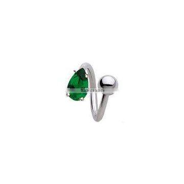 Fashion 316L stainless steel green gem eyebrow body piercing jewelry