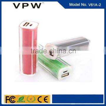 2600mAh Christmas gift Mini Design Multi Color Portable Lipstick Power Bank