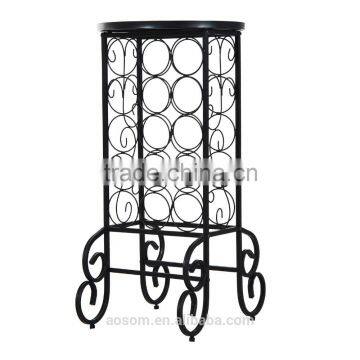 HomCom 34" 15 Bottle Round Metal Bottle Holder Wine Storage Rack Table - Black