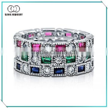 Hot Sale colorful cz fashion band rings