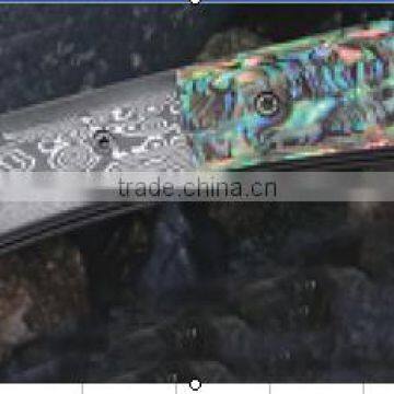 Damascus steel folding pocket knife with G10 handle