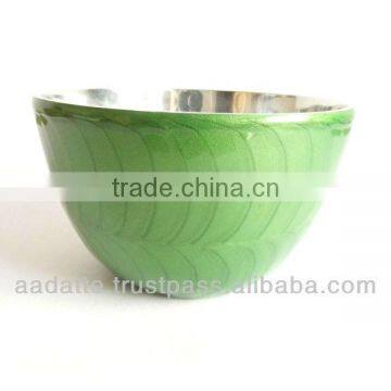 Food grade aluminium green enamel stylish serving bowl