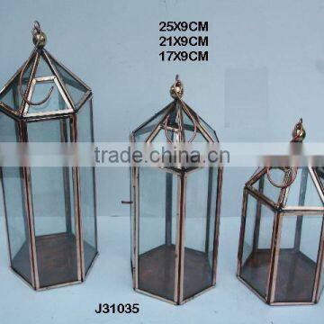 Copper and glass Votive Lantern in Mirror polish finish