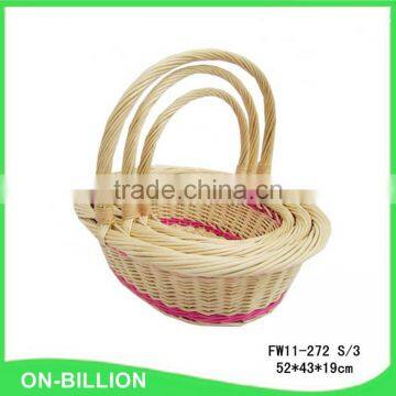 Handmade Willow Wicker Empty Storage Basket for Fruit Vegetables Gift and Flower photo-2