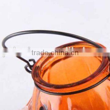 Portable Pumpkin Shaped Glass Candle Holder photo-2