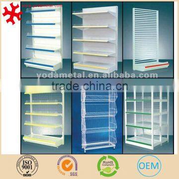 Floor standing metal supermarket storage display gondola shelving