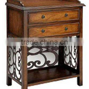wood and metal dresser with double drawers