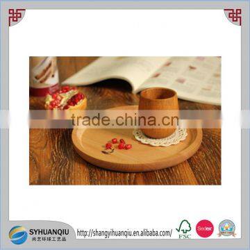 VINTAGE ROUND OVAL WOODEN DIP SNACK SERVING TRAY 12" DIAMETER photo-5