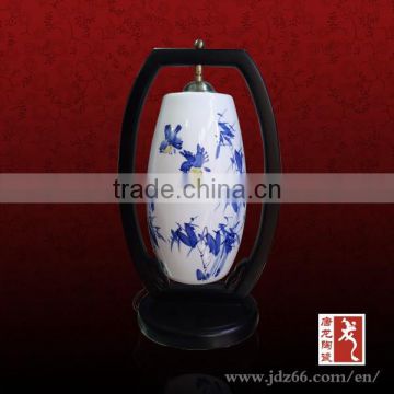 High gloss excellent quality bone china blue white chinese lamp for new year gift