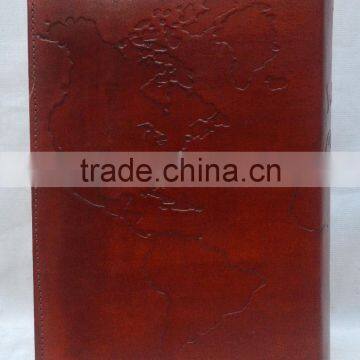 Handmade Vintage World Map Embossed Leather Diary photo-2