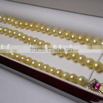 5.5-6mm Yellow Akoya Pearl Jewellery Necklace With 14K Gold Clasp photo-2