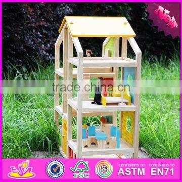2016 New Design Baby Wooden Doll House, Top Fashion Kids Wooden Doll House, Educational Children Wooden Doll House W06A155 photo-4