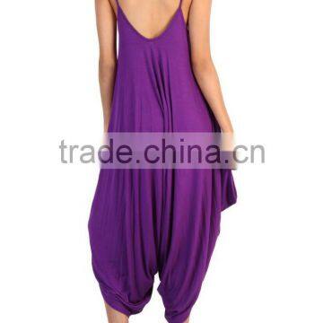 Latest Designs Loose Fit Jumpsuit Wholesale Women Scoop Neckline Jumpsuit In Purple Wholesale China Factory photo-4