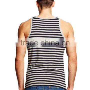 High Quality Mens Classic Stripes Eco-friendly Stringer Tank Tops photo-4