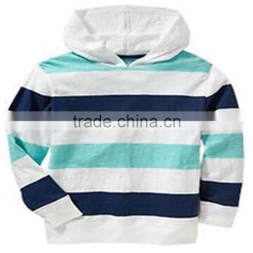 100% Ctn, Heavy Jersey, Yarn Dyed Stripe, Children Boys Hooded Sweatshirt