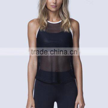 2017 New arrival custom logo blank high quality women crop top wholesale mesh top shirts