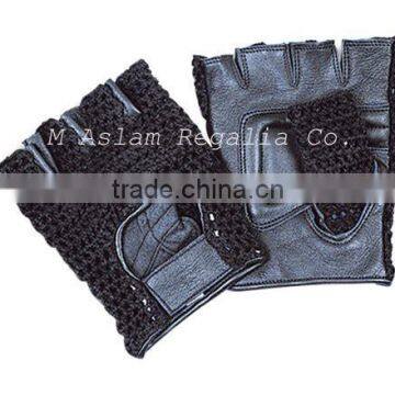 Black Mesh Finger less Gloves With Padded Palm ,Cycling Gloves