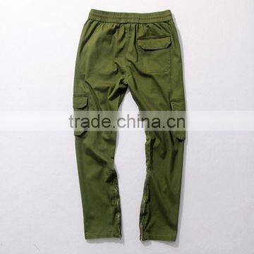 Mens Green Pocket Inside Hem Zipper Woven Fashion Pants photo-6