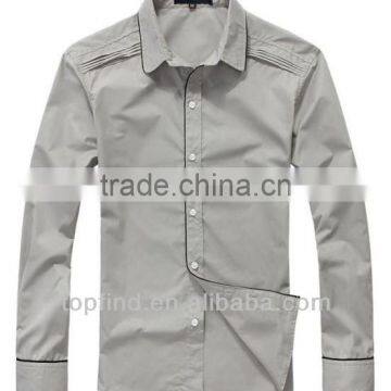 100% Cotton grey color slim fit stylish casual long sleeve fashion man Shirt