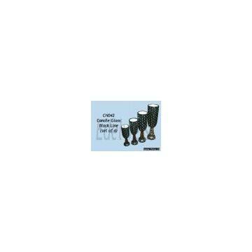 Candle Glass Black Line (set of 4)