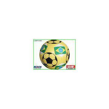 Machine Stitched Yellow Football Soccer Ball With Thread Winding Rubber Bladder