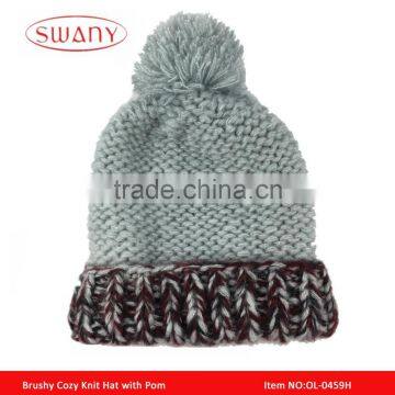 Brushy Cozy Knit Beanie with Pom