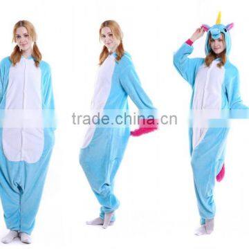 Wholesale Blue Unicorn Cosplay Pyjamas Adult One-size Good Quality Homewear Cute Animal Pyjamas