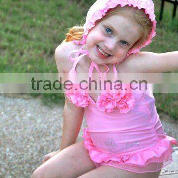 Stock Baby Girls Swimwear Pink Swimsuits Girls Swimming Wear Bathe Wear