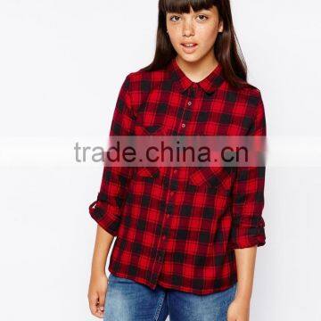 women fashion plaid shirt new designed red and black plaid shirt