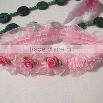 pink rose flower baby elastic hair bands