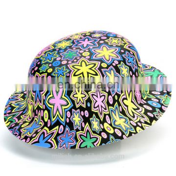 MH-2136 Classic Party kit PVC Imprinted flowers Plastic Bowler Derby Hat