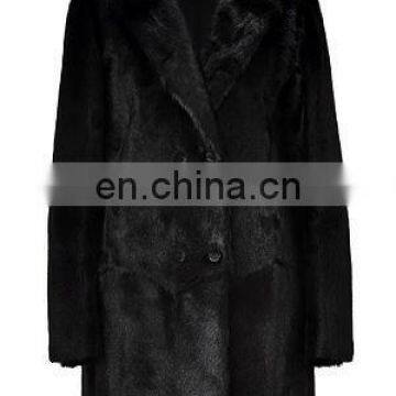 Black Goat Fur Long Sleeve Coat STY.NO. 3123