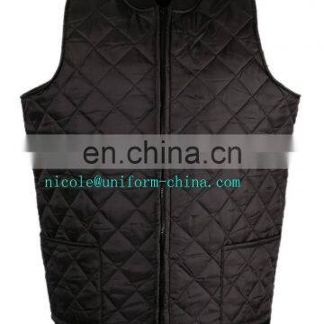 100% polyester taffeta black man winter thermal work quilted freezer vest with 2 bottom pockets