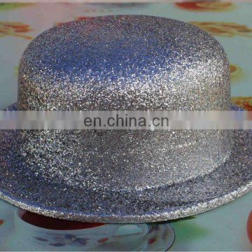 Silver glitter bowler hat