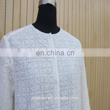 Women High Quality White Short Sleeve Lace Shirt Dress photo-2