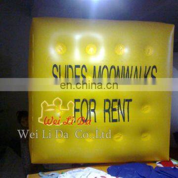 Promotion Inflatable Advertising Yellow Cube Airship