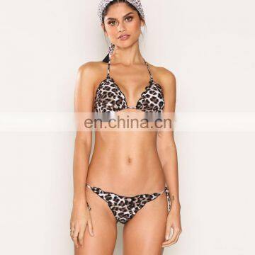 factory direct sale bikini leopard tie side printing swimwear sexy hot women 2017