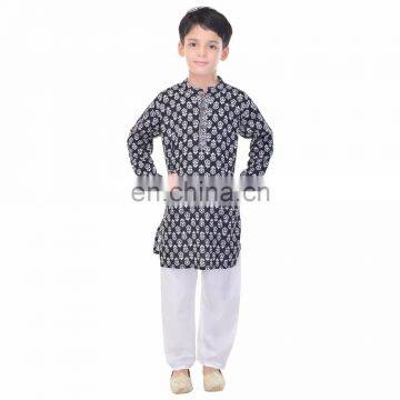 Soundarya stylish new design casual printed cotton kurta pajama for boys