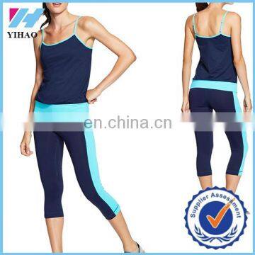 Yihao New fashion sportwear women clothing run faster crop tops legging