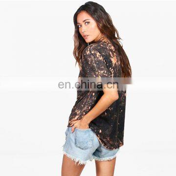 Custom Short Sleeve Halter v Neck Cotton Sublimation Women t Shirt photo-2