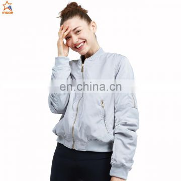 bomber custom gym hooded outdoor sport polyester zip yoga windproof China coat OEM bamboo cotton new women winter jacket