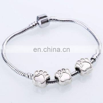Antique Silver Dog Bear Paw Beads Paw Print Charm Beads for Bracelet photo-3