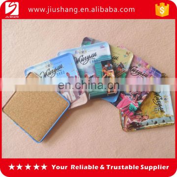 Wholesale square metal tin cup coaster with cork back