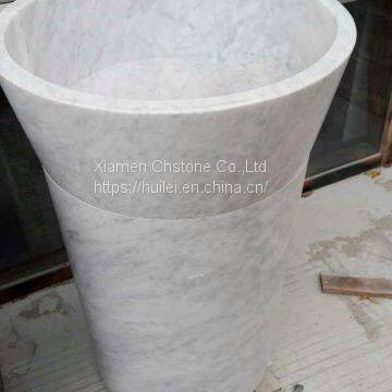 Carrara White Marble Pedestal Sinks,White Marble Wash Basins, Nature Stone Bathroom Sinks
