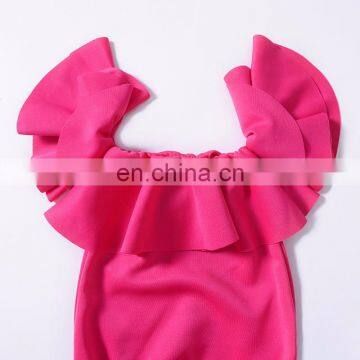 2019 Summer Newborn Baby Girl Sunsuit Solid Organic Cotton Infant Bodysuit Ruffle Baby Girl Romper Free Ship photo-4