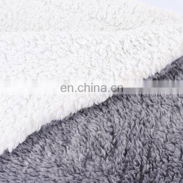 Home Textile Winter Season and Solid Pattern Type Fluffy Double Layer Heavy Sherpa Throw Blankets photo-2