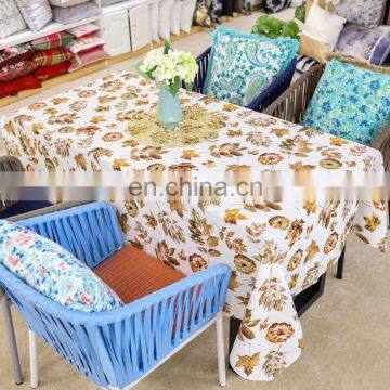 Autumnal Breeze Shimmer Fall Yellow Leaves Damask Printed Fabric Wholesale Tablecloth Table Cloth photo-2