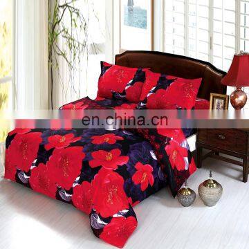 3D Bedding Set Reactive Printing 100% Polyester Red Flowers Duvet Cover Set photo-3
